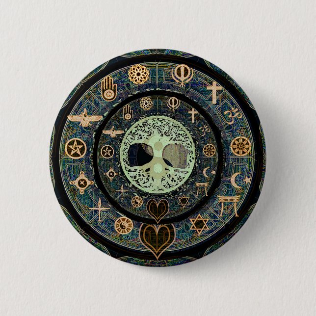 Peaceful Yin Yang Tree of Life Symbol 6 Cm Round Badge (Front)