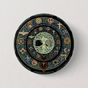 Peaceful Yin Yang Tree of Life Symbol 6 Cm Round Badge