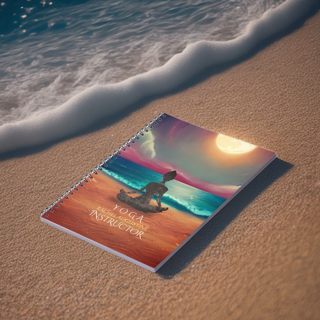 Peaceful Yoga Meditation Moonlight Sky Ocean Beach Notebook (Creator Uploaded)