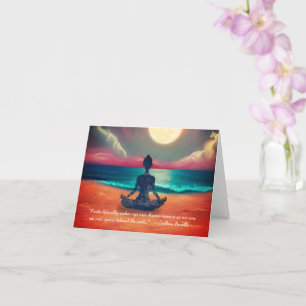 Peaceful Yoga Meditation Moonlight Sky Ocean Quote Card