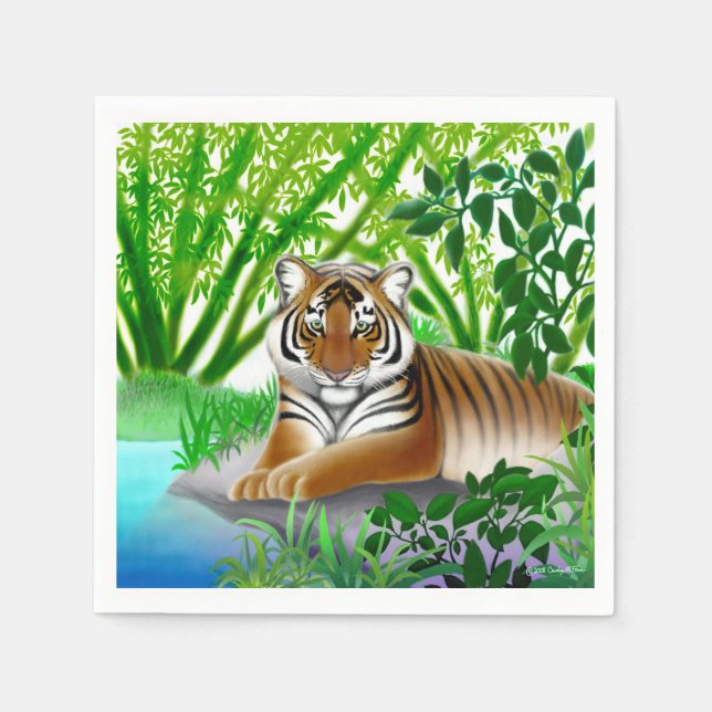 Peaceful Young Tiger in Jungle Paper Napkins (Front)
