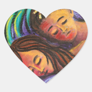 Peacefully Dreaming Couple Heart Sticker