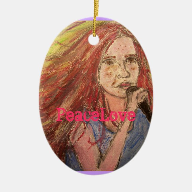PeaceLove Rocker Girl Ceramic Ornament (Front)