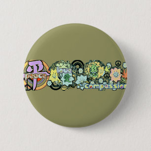 peacelovecompassion 6 cm round badge