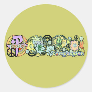 peacelovecompassion classic round sticker