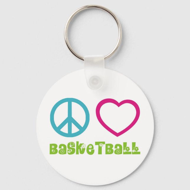 PEACELOVEsymbols-basketball. Key Ring (Front)