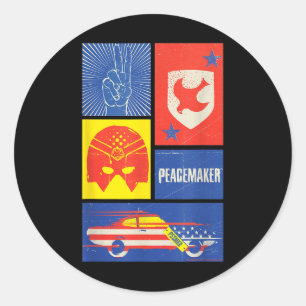 Peacemaker Sign, Shield, Helmet And Car Classic Round Sticker