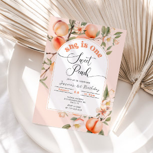 Peach 1st birthday invite. One sweet peach Invitation