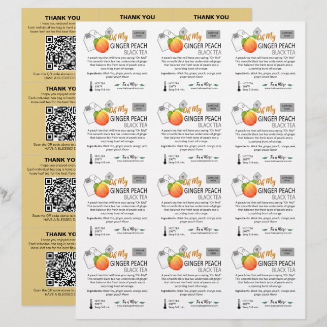 Peach 3x4 Small Square Sample Inserts  (Front/Back)