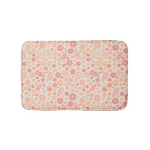 Peach Airy Wildflower Meadow Pattern Bath Mat