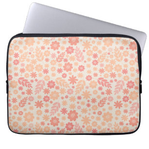 Peach Airy Wildflower Meadow Pattern Laptop Sleeve