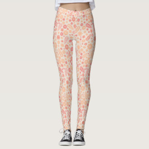 Peach Airy Wildflower Meadow Pattern Leggings