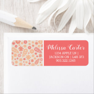 Peach Airy Wildflower Meadow Pattern Return Address Label