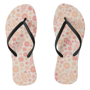 Peach Airy Wildflower Meadow Pattern Thongs