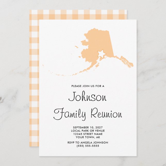 Peach Alaska Family Reunion Invitation (Front/Back)