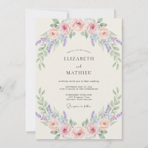 Peach Amethyst Bloom Wedding Invitation