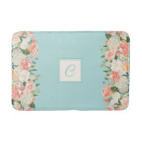 Peach and Aqua Watercolor Floral with Monogram