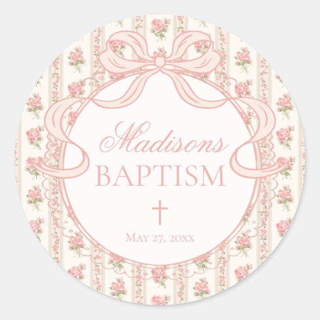 Peach and Beige Fancy Floral Baptism Envelope Seal (Front)