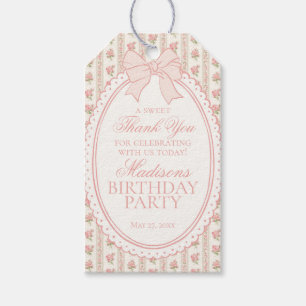 Peach and Beige Fancy Floral Birthday Party Favour Gift Tags