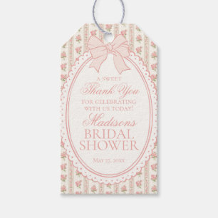 Peach and Beige Fancy Floral Bridal Shower Favors Gift Tags