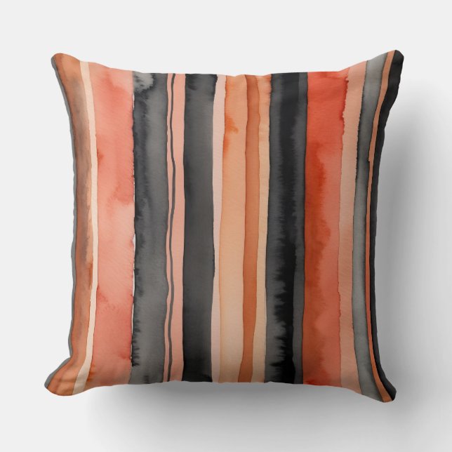 peach and black stripes cushion (Front)