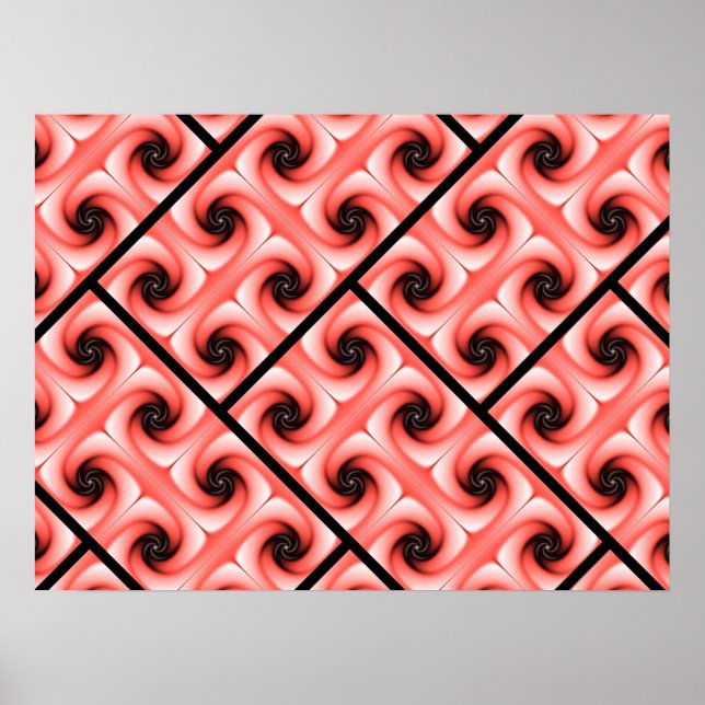 Peach and Black Volute Pattern Poster (Front)