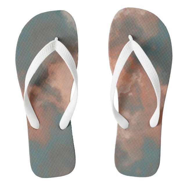 Peach and Blue Marble Abstract Thongs (Footbed)