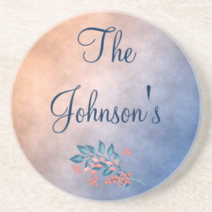 Peach and Blue Parchment gradient Coaster