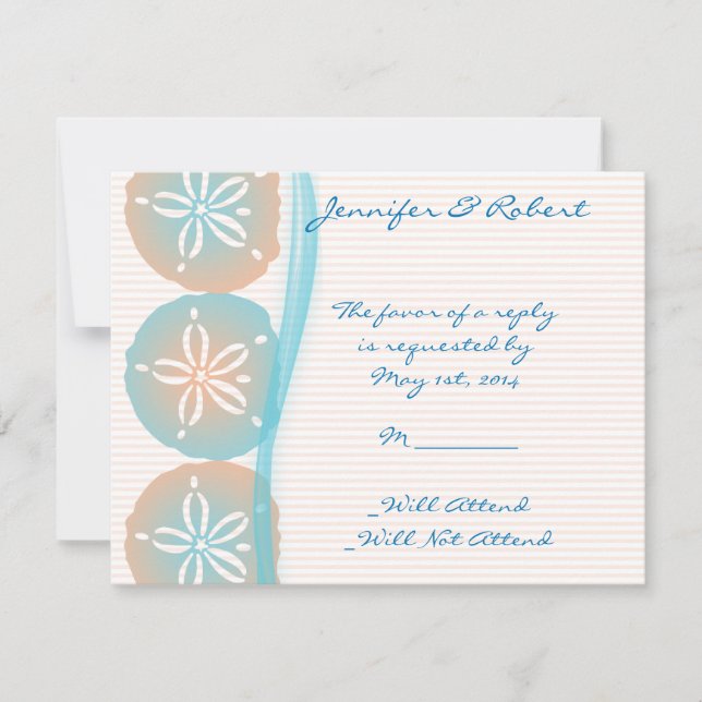 Peach and Blue Sand Dollars Response Card (Front)
