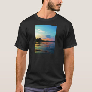 Peach and Blue Sunset on mountain Lake T-Shirt