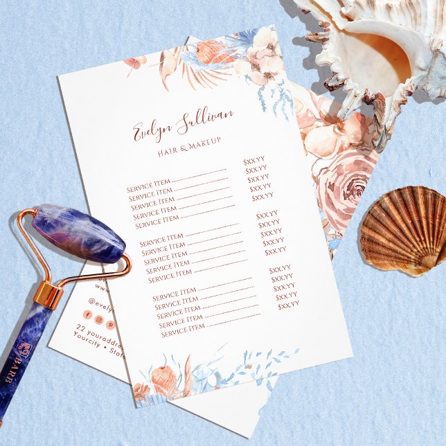 Peach and blue tropical price list flyer (Creator Uploaded)