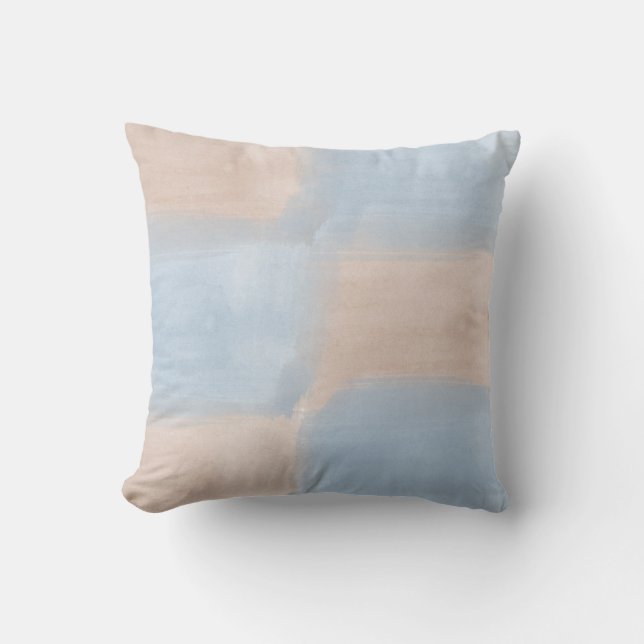 Peach and Blue Watercolor Cushion (Front)