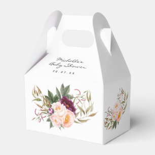 Peach and Burgundy Floral Baby Shower Thank You Fa Favour Box