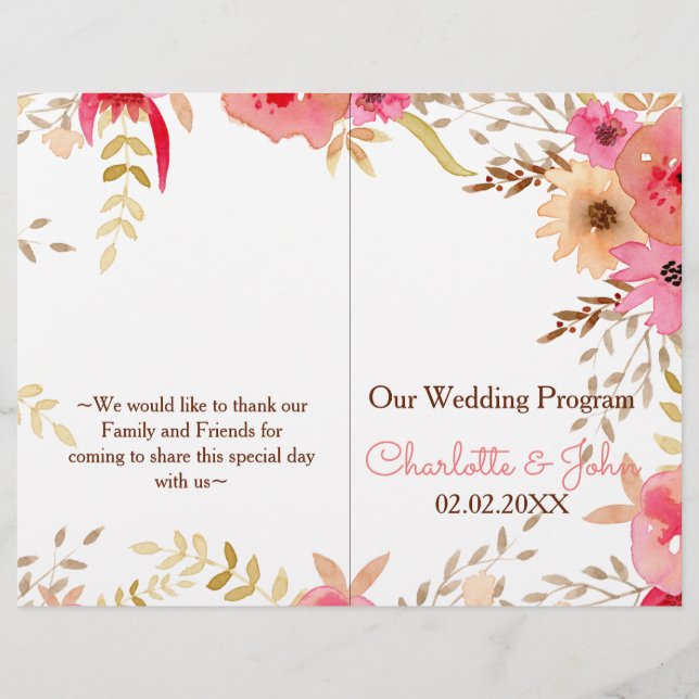 Peach and Coral Floral Spring Wedding (Front)