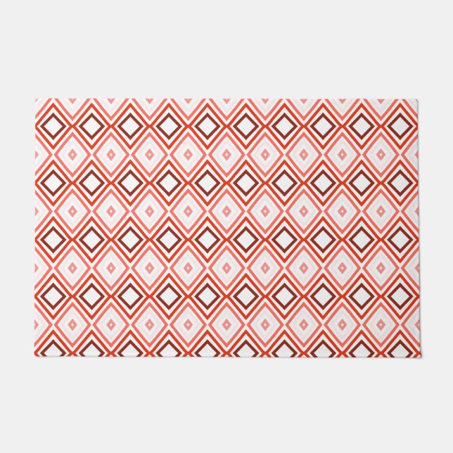 Peach And Coral Patterned Doormat (Front)