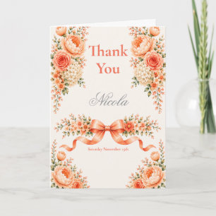 Peach and Coral Sweet Sixteen Thank You Card