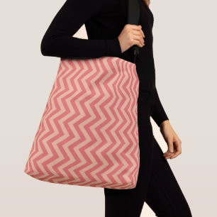 Peach and Cranberry Chevron Crossbody Bag