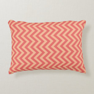 Peach and Cranberry Chevron Decorative Cushion