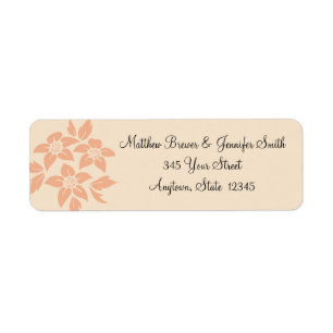 Peach and Cream Damask Envelope Address Labels