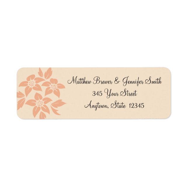 Peach and Cream Damask Envelope Address Labels (Front)