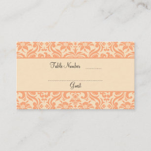 Peach and Cream Damask Wedding Table Place Cards