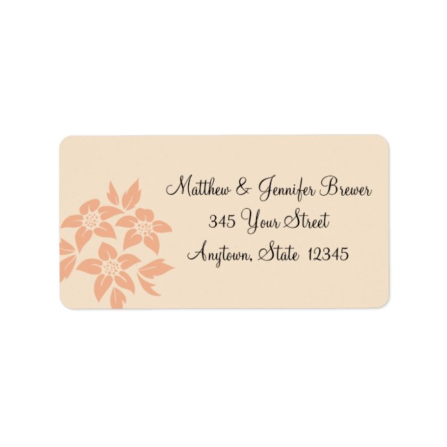 Peach and Cream Floral Envelope Address Labels (Front)