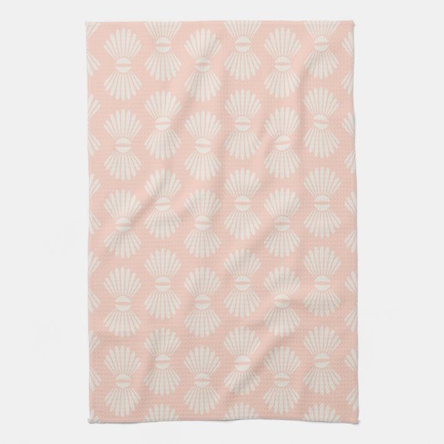 Peach and Cream Seashell Towel (Vertical)