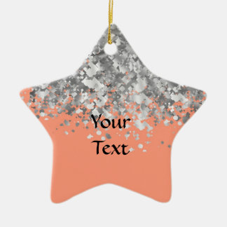 Peach and faux glitter personalised ceramic ornament