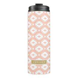 Peach and Gold Aztec Monogram Thermal Tumbler