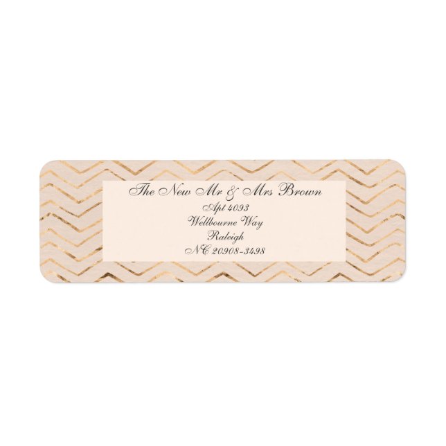Peach and Gold Chevron Return Address Label (Front)