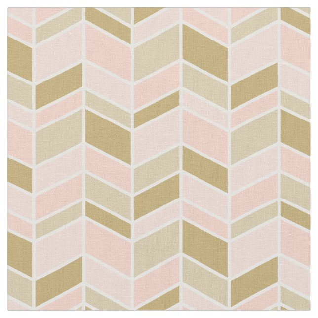 Peach and Gold Herringbone Chevron Fabric (Close Up)