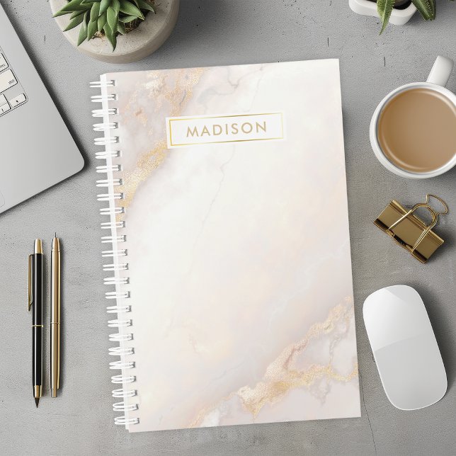 Peach and Gold Marble Personalised Name Custom Planner (Creator Uploaded)