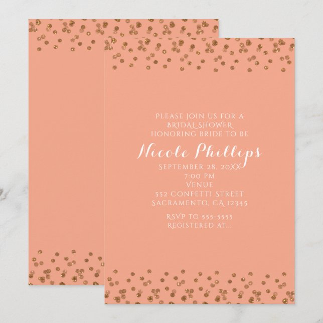 Peach and Gold Modern Glam Any Event Invitations (Front/Back)