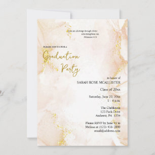 Peach and Gold Orthodox Christian 2025 Graduation Invitation